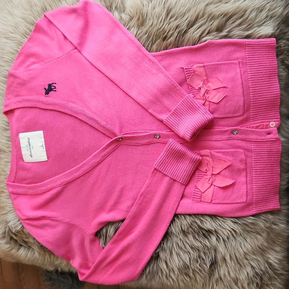 Y2K Abercrombie & Fitch Bright Pink Cardigan (Girl XL, Women XS/S)